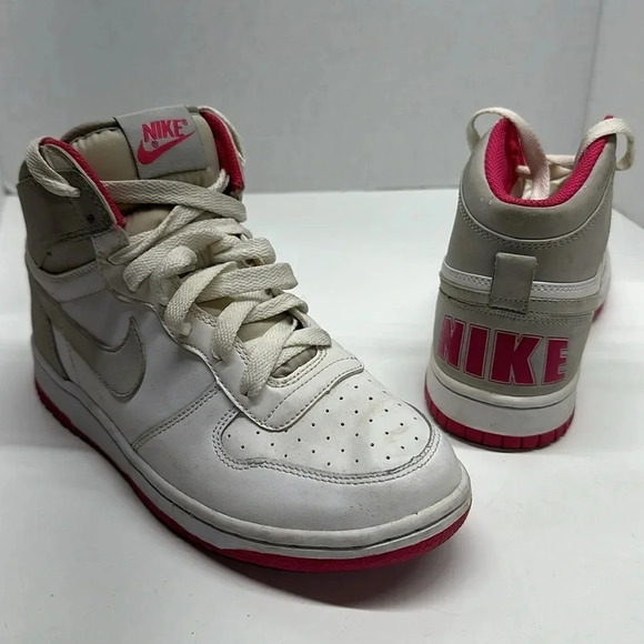 Nike Sneakers The Big Hi Top Shoes Lace Up Athletic White Pink Gray Women Size 8 - Picture 1 of 11